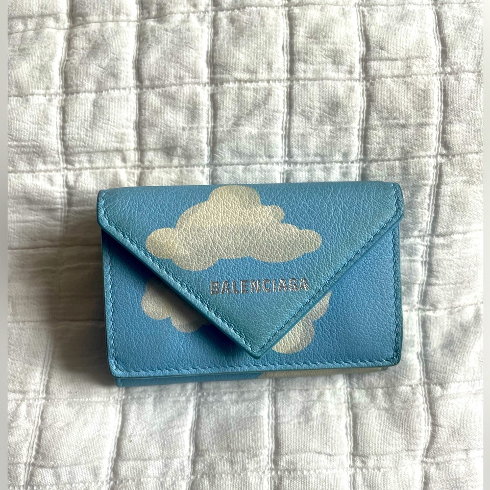 Balenciaga mini wallet with cloud illustration design